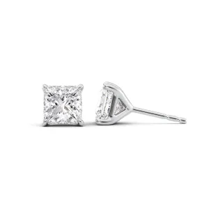 1 CTW Stud Earrings Set With Princess Lab Diamonds