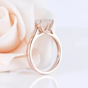 10k Rose Gold Solitaire Moissanite Ring 3ct