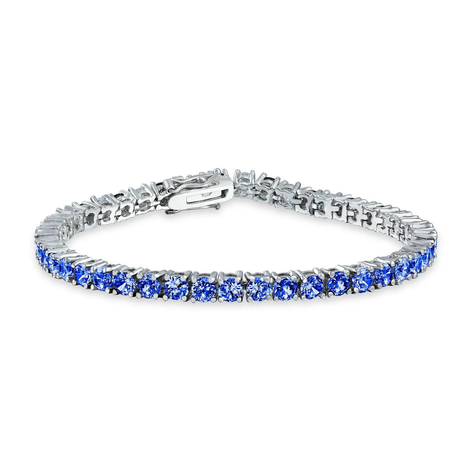 12 CTW Solitaire Round CZ Tennis Bracelet Silver Plated Birthstones 7.5 Inch