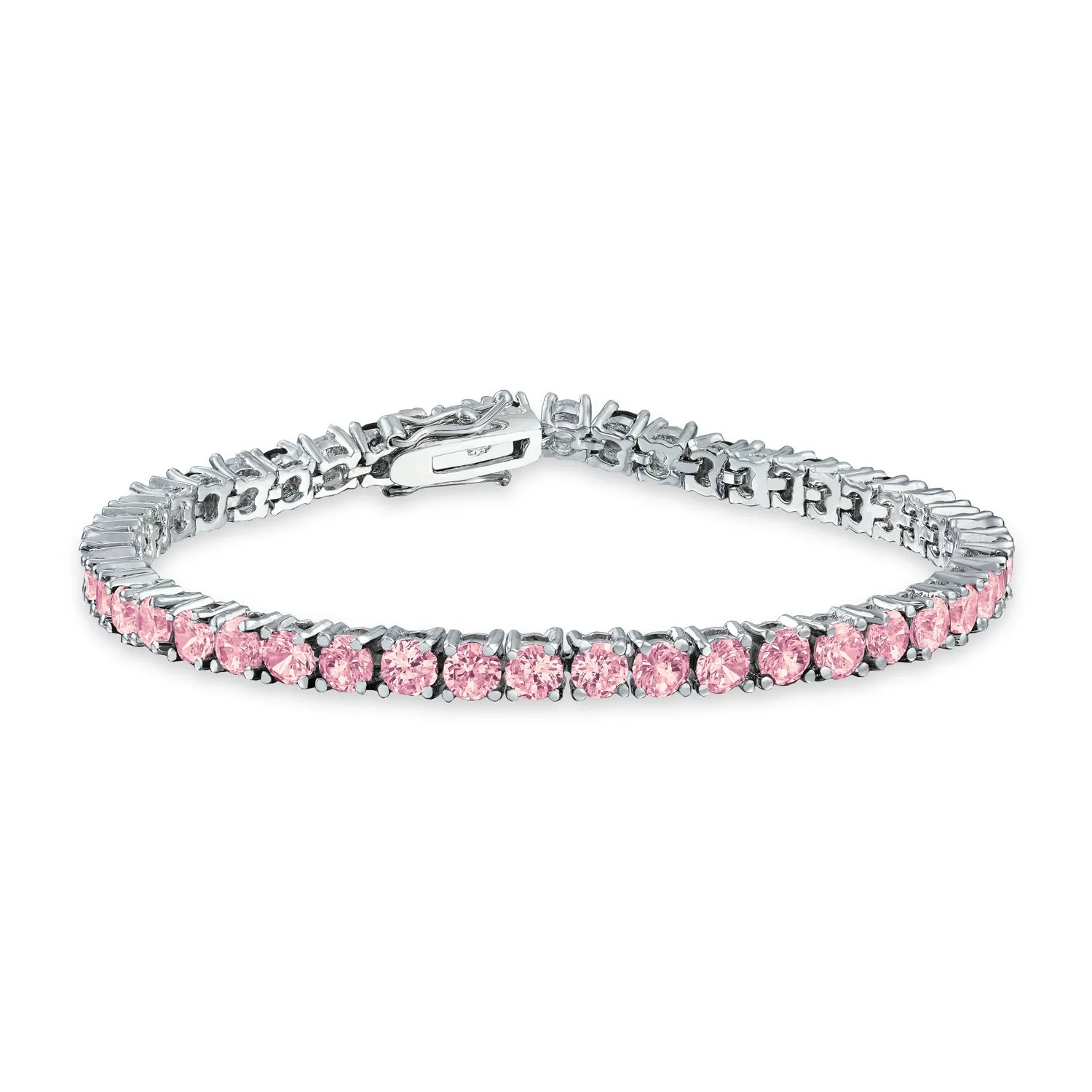 12 CTW Solitaire Round CZ Tennis Bracelet Silver Plated Birthstones 7.5 Inch