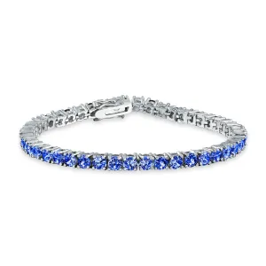 12 CTW Solitaire Round CZ Tennis Bracelet Silver Plated Birthstones 7.5 Inch