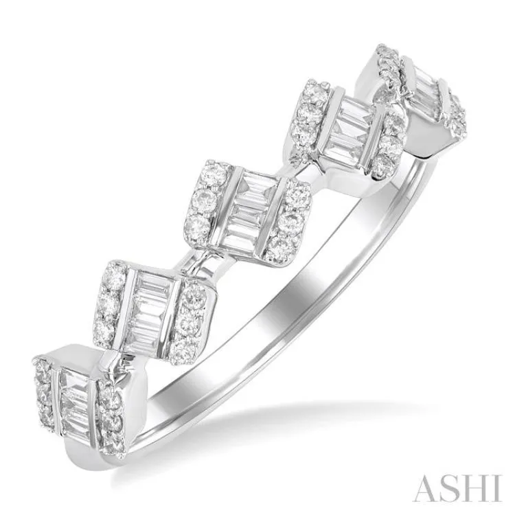 1/3 ctw Cushion Shape 5-Mount Fusion Baguette and Round Cut Diamond Fashion Ring in 14K White Gold