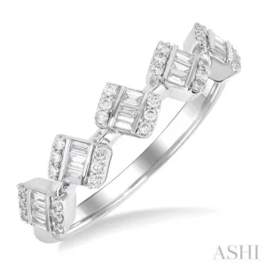 1/3 ctw Cushion Shape 5-Mount Fusion Baguette and Round Cut Diamond Fashion Ring in 14K White Gold