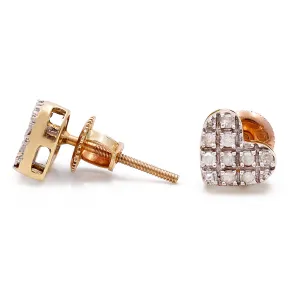 14K Gold Gold Heart Earrings with Diamonds