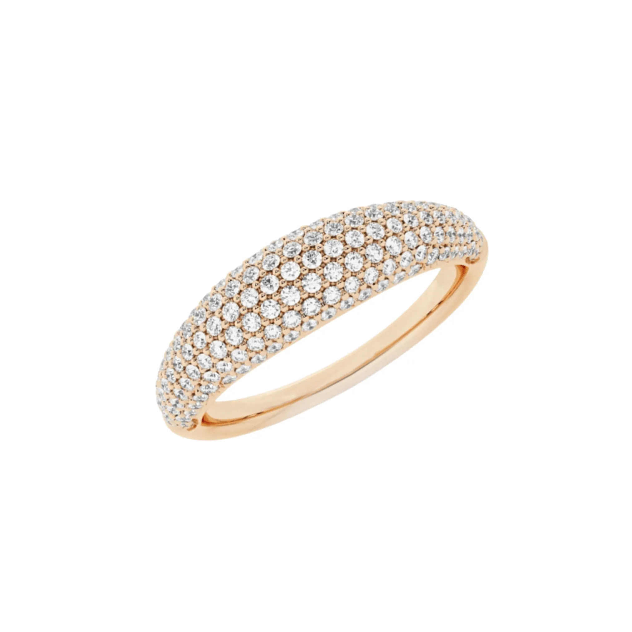 14K Gold Small Micro-Pave Diamond Dome Ring