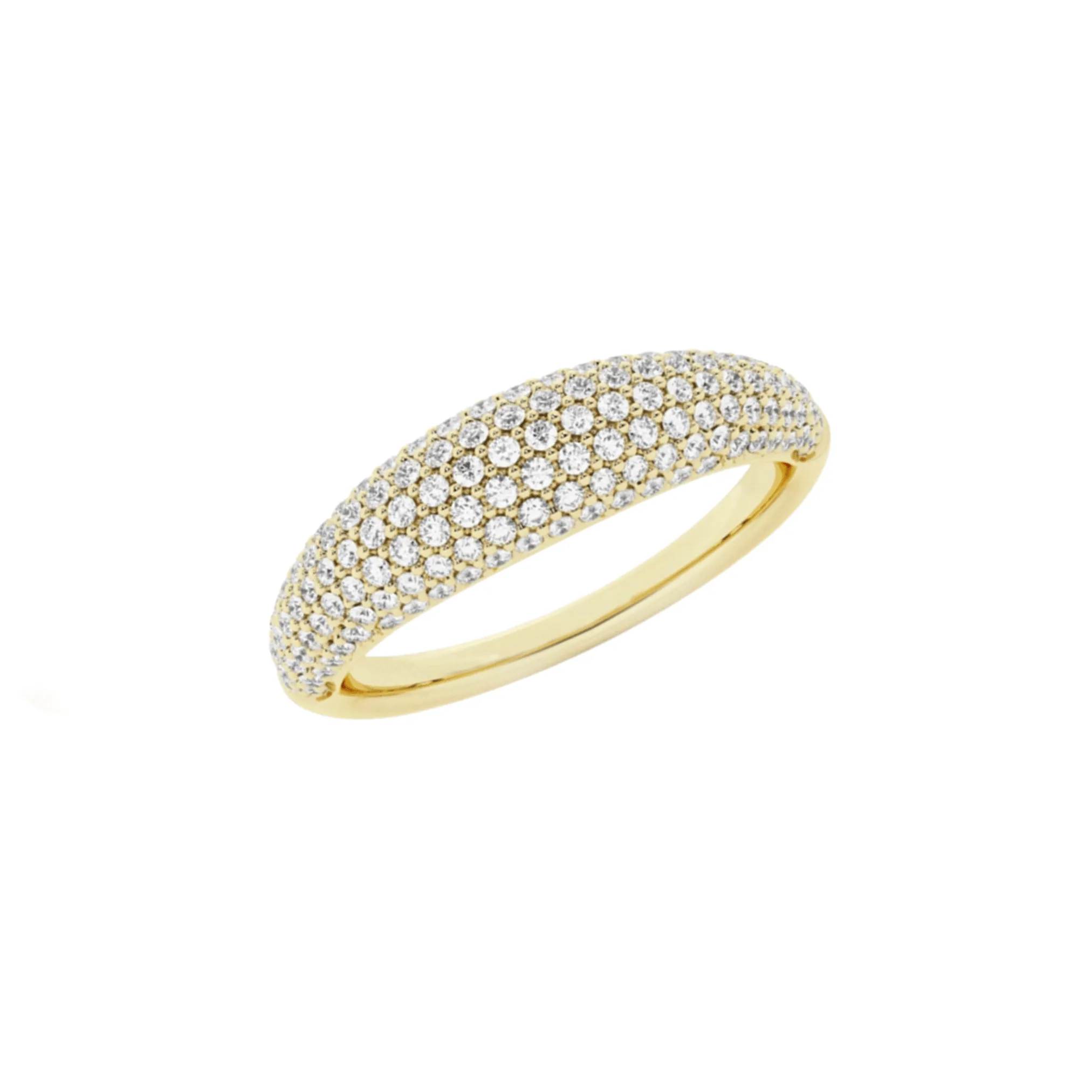 14K Gold Small Micro-Pave Diamond Dome Ring