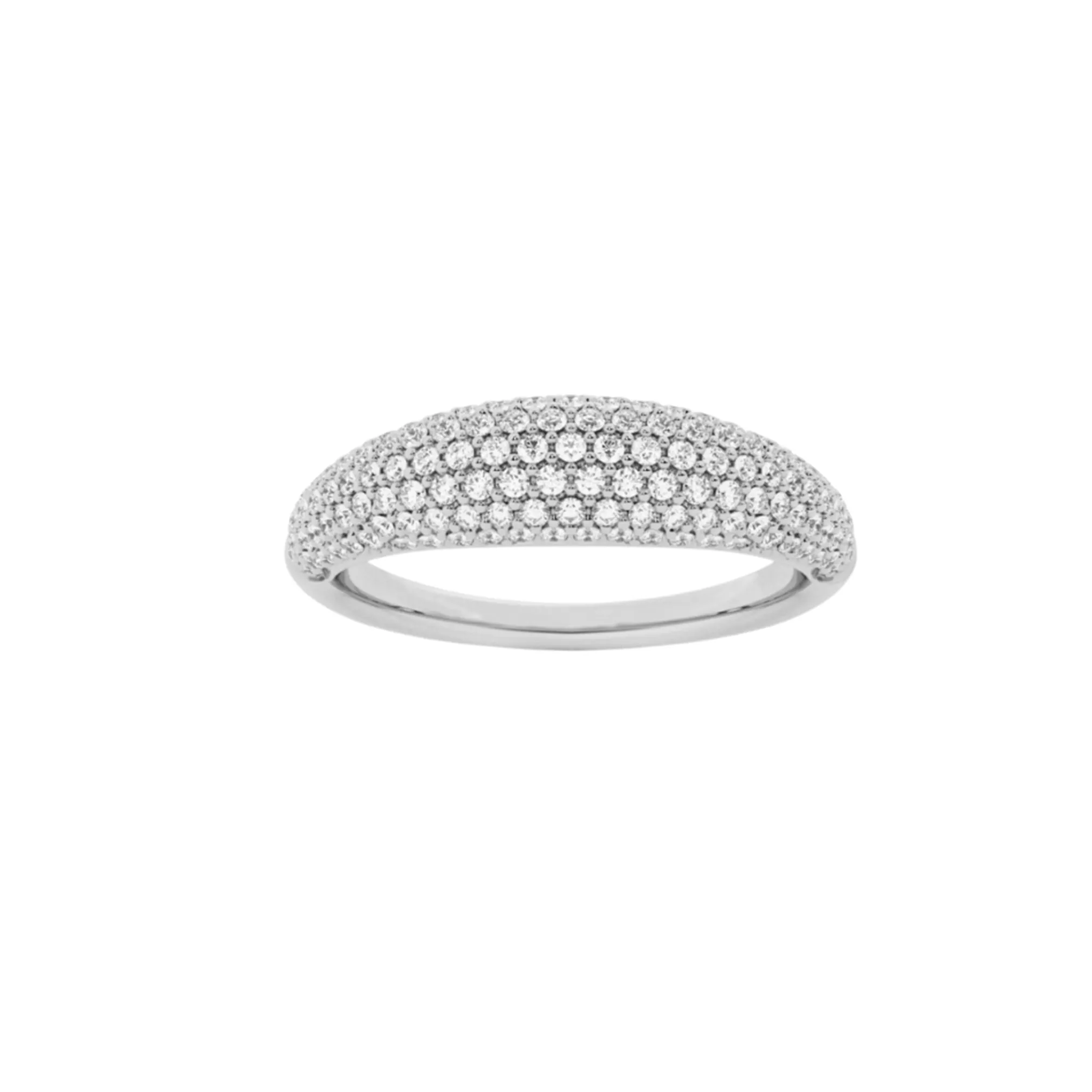 14K Gold Small Micro-Pave Diamond Dome Ring