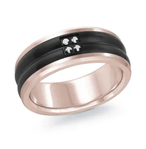 14K Rose Gold Ring from the Titanium Collection by Malo - MRDTI-012-8PD