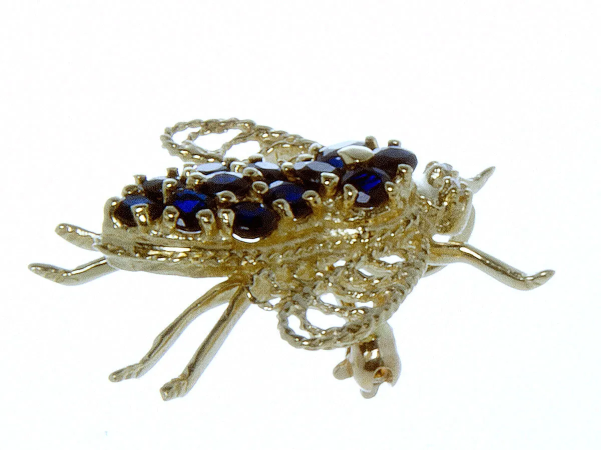 14K Sapphire & Diamond Fly Pin