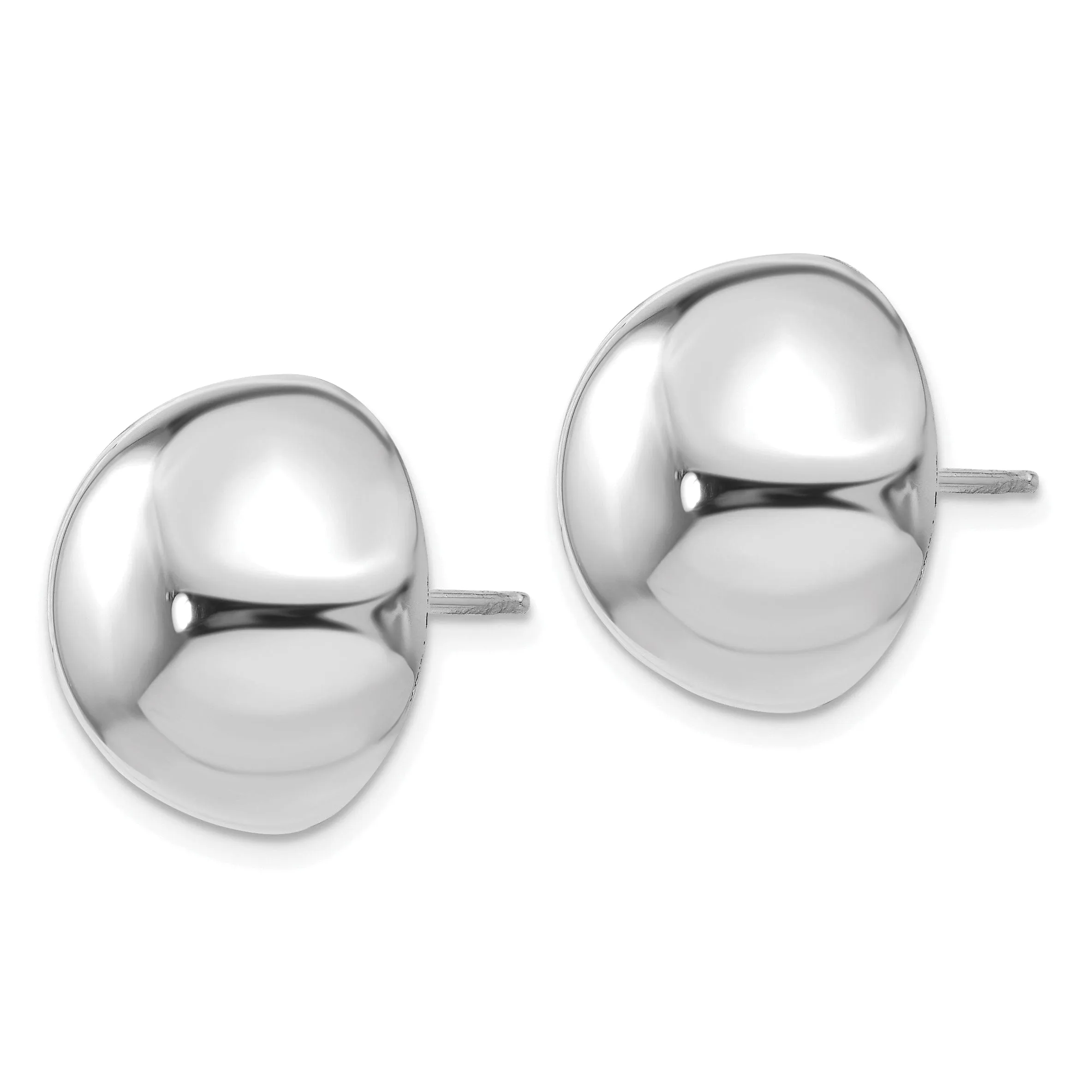 14k White Gold 16MM Half Ball Post Earrings