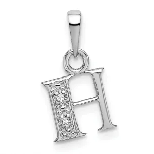 14K White Gold Small 0.01CT Diamond Letter H Initial Block Pendant