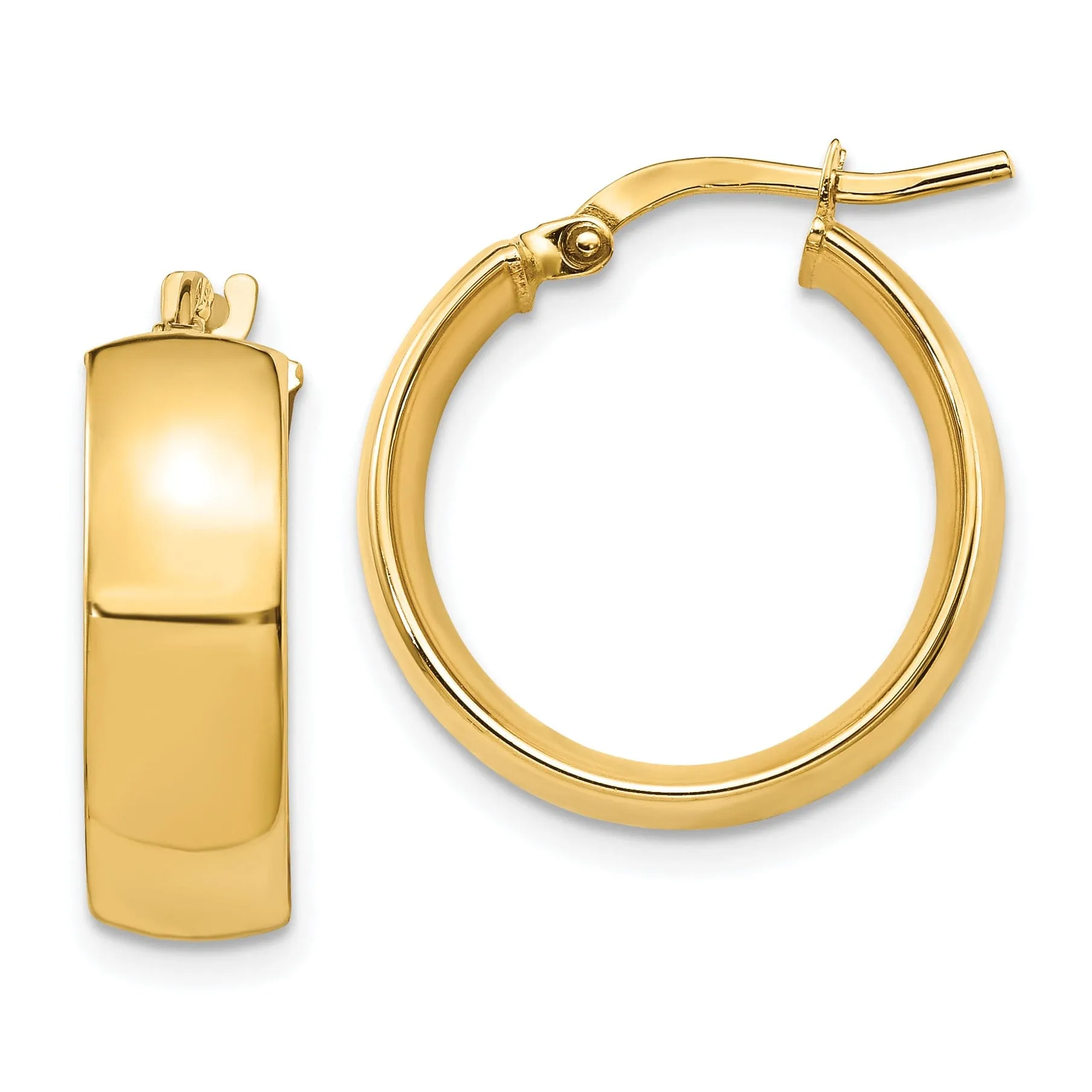 14k Yellow Gold 6mm High Polished Hoop Earrings