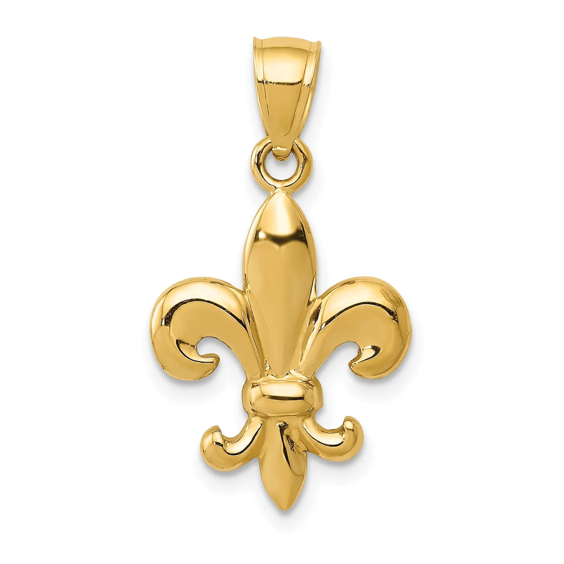 14k Yellow Gold Polished Finish Mens Fleur de Lis Design Pendant