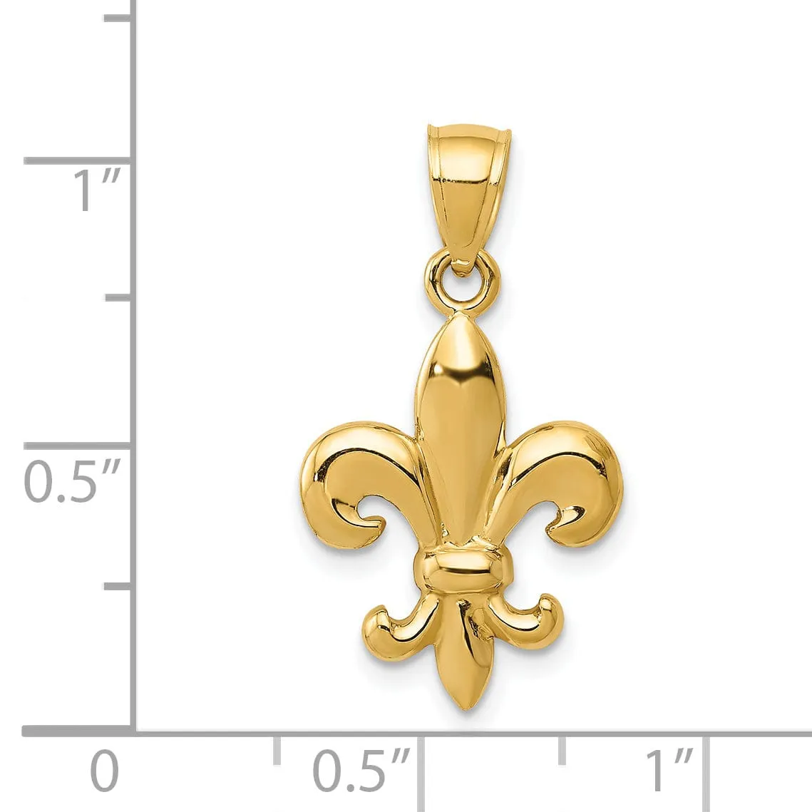 14k Yellow Gold Polished Finish Mens Fleur de Lis Design Pendant