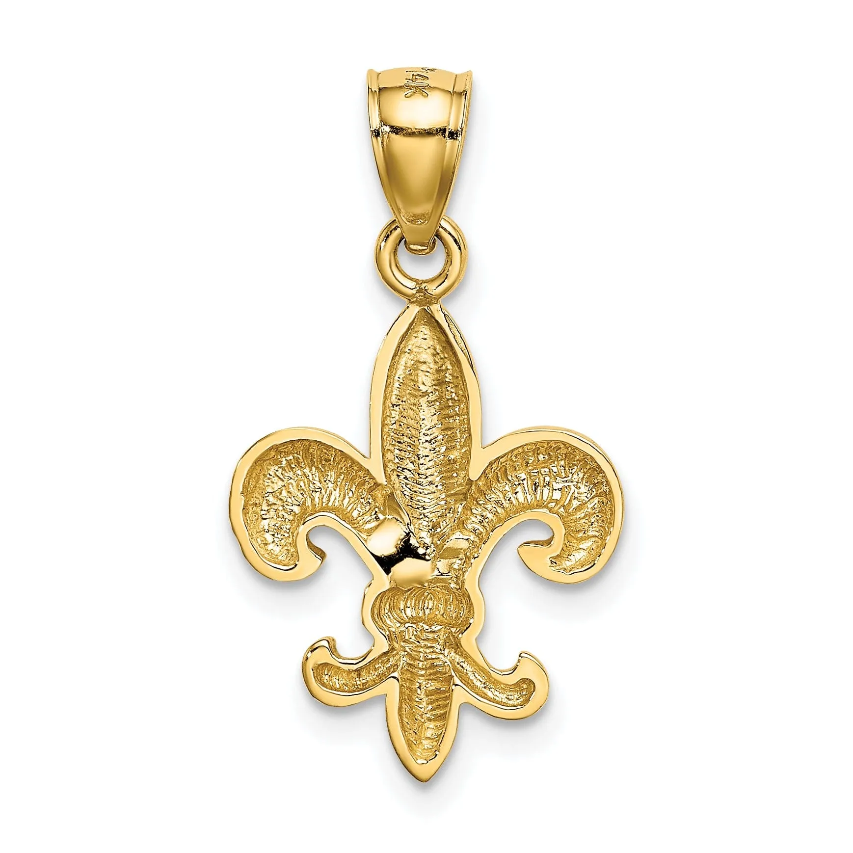 14k Yellow Gold Polished Finish Mens Fleur de Lis Design Pendant