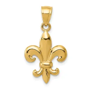 14k Yellow Gold Polished Finish Mens Fleur de Lis Design Pendant