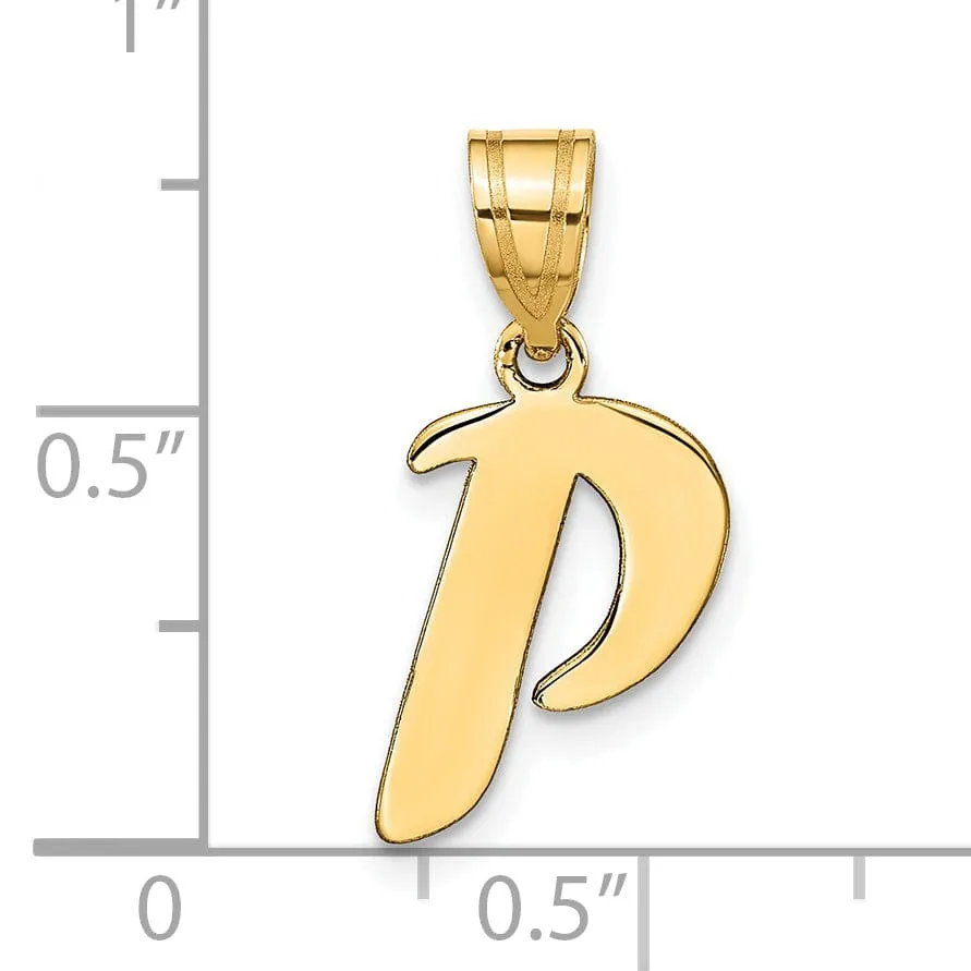 14k Yellow Gold Polished Finish Script Design Letter P Initial Pendant