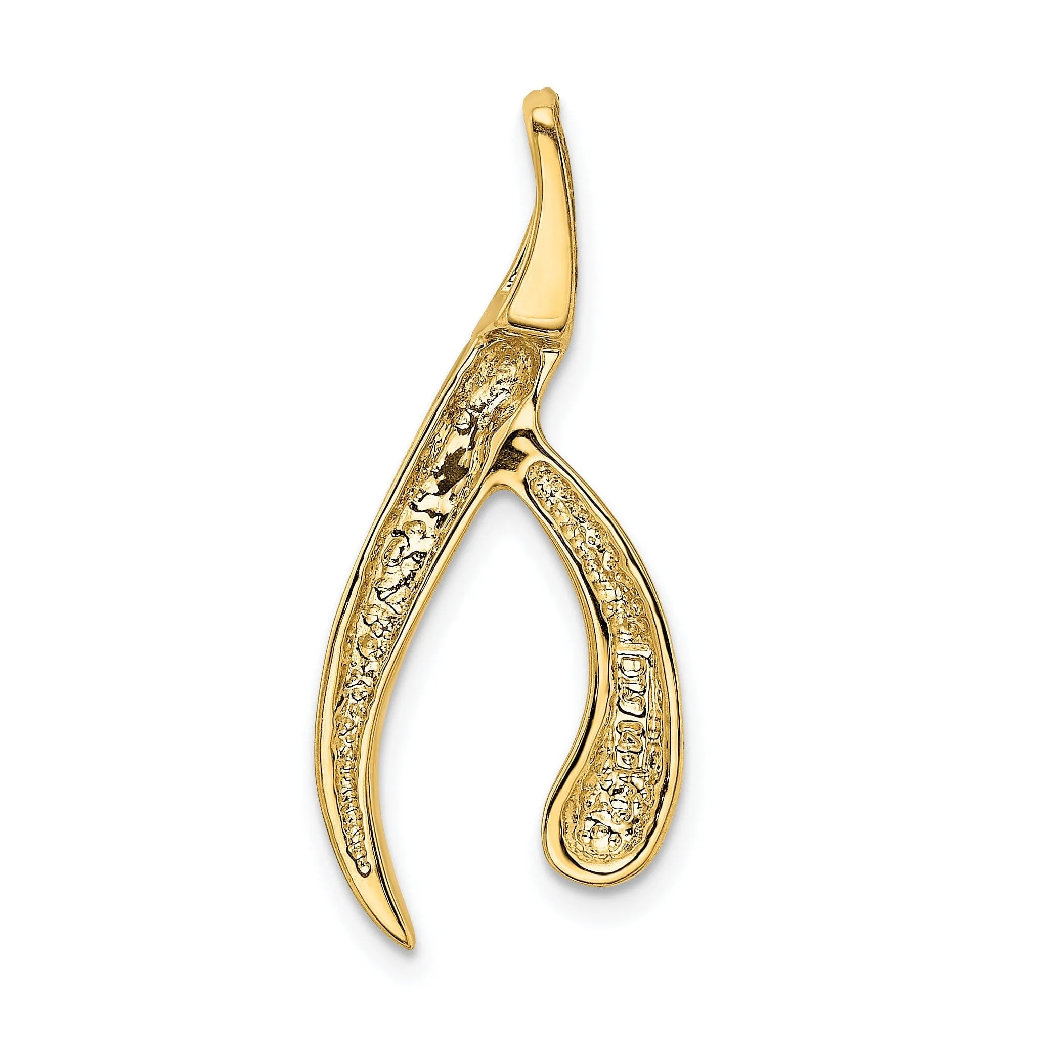 14K Yellow Gold Polished Finish Solid Reversible Fancy Ridge Style Design Omega Slide Pendant fits upto 3 mm Omega