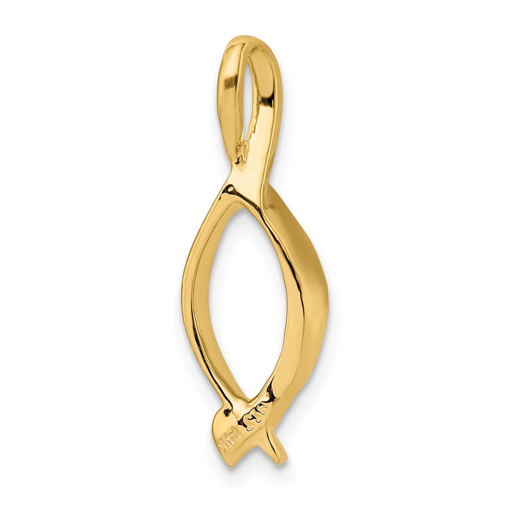 14k Yellow Gold Polished Finish Solid Swirl Oval Shape Design Omega Slide Pendant fits up to 5 mm Omega