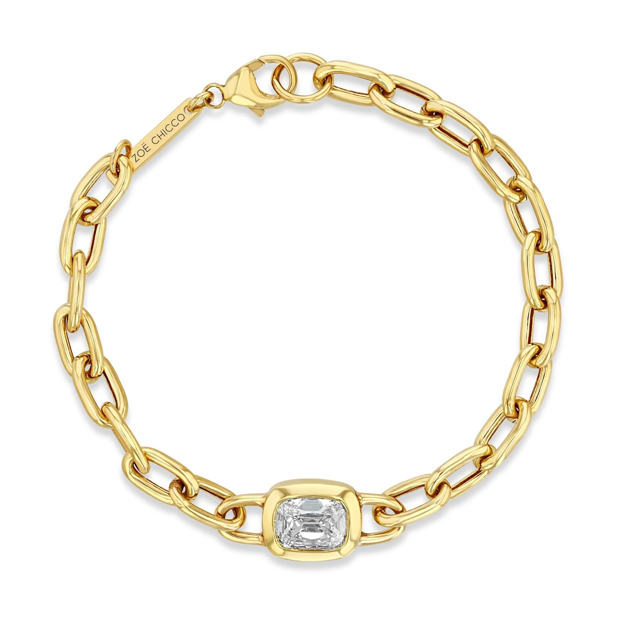 1.61 ctw Mine Cut Cushion Diamond XL Square Oval Chain Bracelet