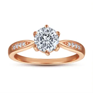 18K Rose Gold Classic Six Prong Engagement Ring