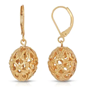 1928 Jewelry Oval Filigree Puff Drop Earrings