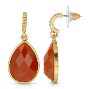 1928 Jewelry Red Faceted Teardrop Drop Earrings