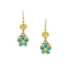 1928 Jewelry Turquoise Crystal Color Flower Drop Earrings