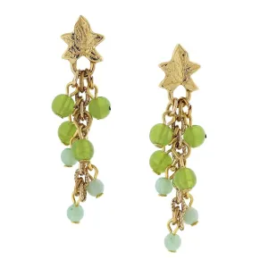 1928 Jewelry Winery Green Beaded Grape Leaf Drop Earrings