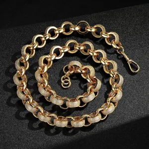 20mm Gold Belcher Chain with Stones & Albert Clasp 30 Inch