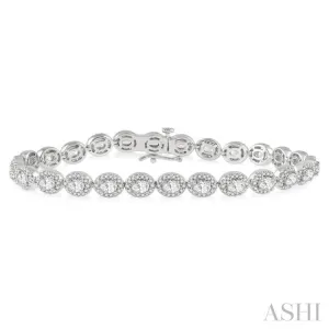 5 Ctw Oval & Round Cut Diamond Halo Bracelet in 14K White Gold