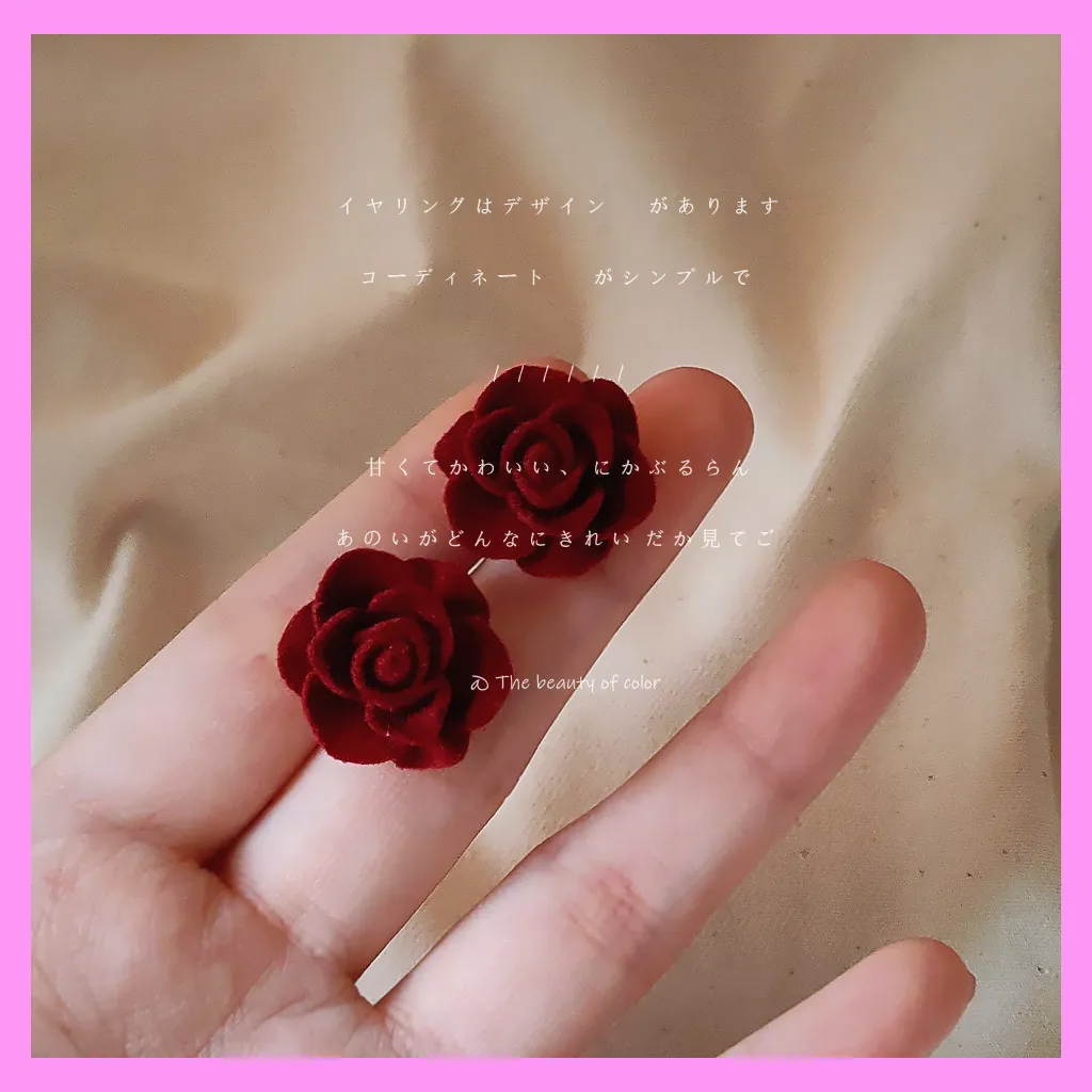 【6-16#】  Red Rose Earrings  for female fashion daily engagement wedding anniversary