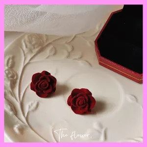 【6-16#】  Red Rose Earrings  for female fashion daily engagement wedding anniversary