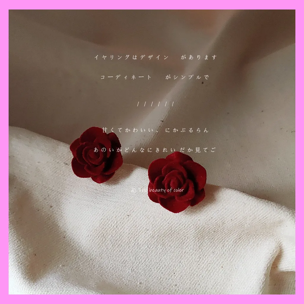 【6-16#】  Red Rose Earrings  for female fashion daily engagement wedding anniversary