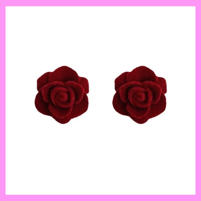 【6-16#】  Red Rose Earrings  for female fashion daily engagement wedding anniversary