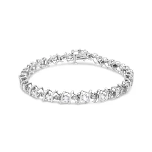 .925 Sterling Silver Lab-Grown Birthstone and 1/6 Cttw Round Diamond Tennis Bracelet (H-I Color, I1-I2 Clarity) - Pack Of: 1