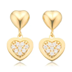 9ct Yellow Gold Silver Filled Wheat Cubic Zirconia Drop Earrings