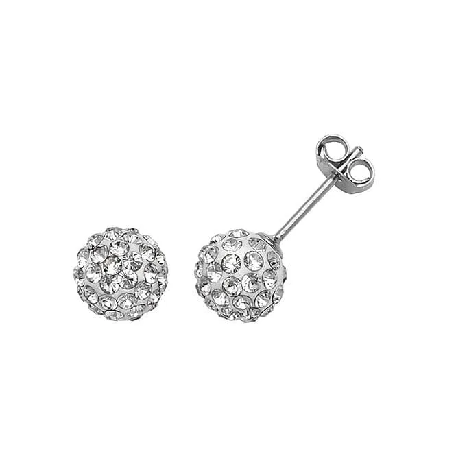 Acotis Silver Stud Earrings Crystal Ball G5359