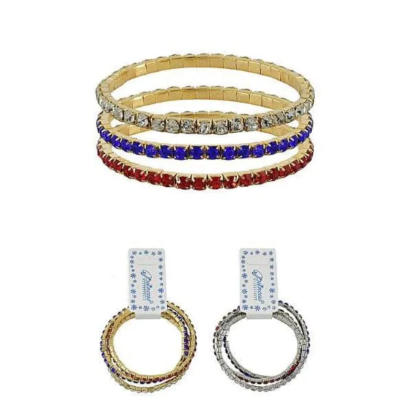 America Color Rhinestone Bracelets 1003 (12 units)