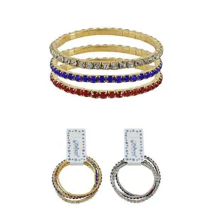 America Color Rhinestone Bracelets 1003 (12 units)