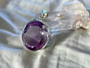 Amethyst Naevia Pendant - Faceted Large Round