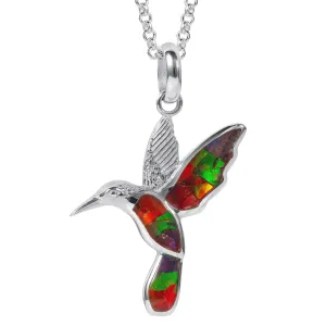 Ammolite Hummingbird Pendant