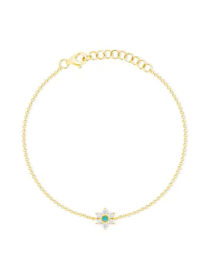 Amy Turquoise Flower Chain Bracelet 14K