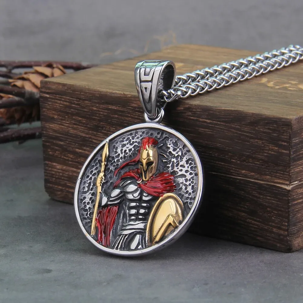 Ancient Warrior Spartan Shield Viking Necklace