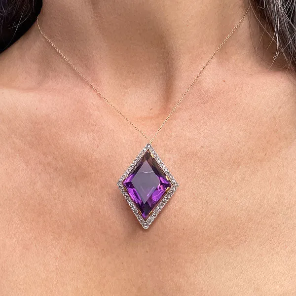 Antique Amethyst & Diamond Pin