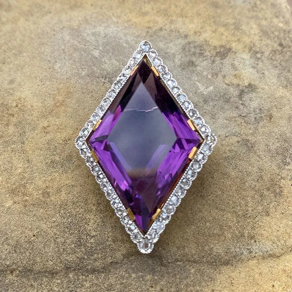 Antique Amethyst & Diamond Pin