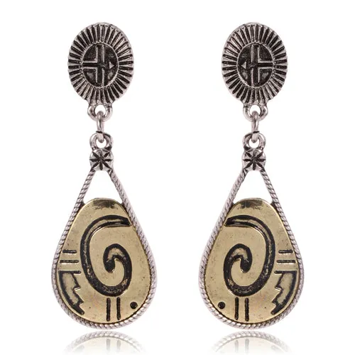 Antique Bronze Silver Ethnic Vintage Drop Earrings