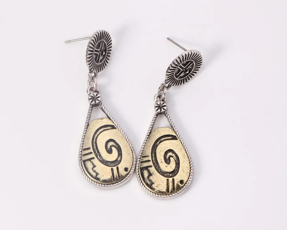 Antique Bronze Silver Ethnic Vintage Drop Earrings