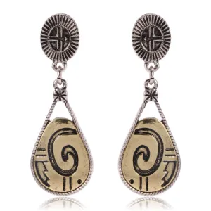 Antique Bronze Silver Ethnic Vintage Drop Earrings