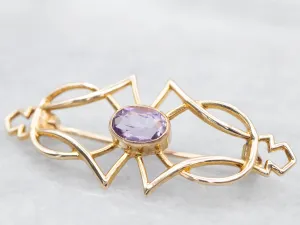 Antique Gold Amethyst Brooch